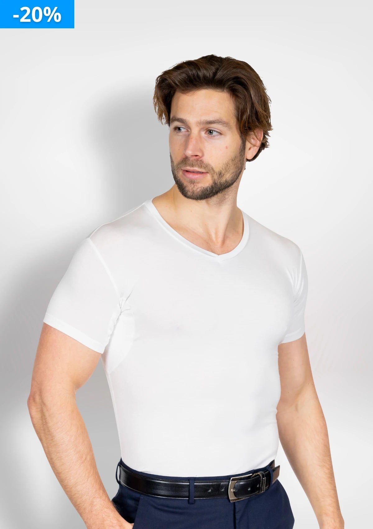 Premium anti-zweet ondershirt - V hals - wit