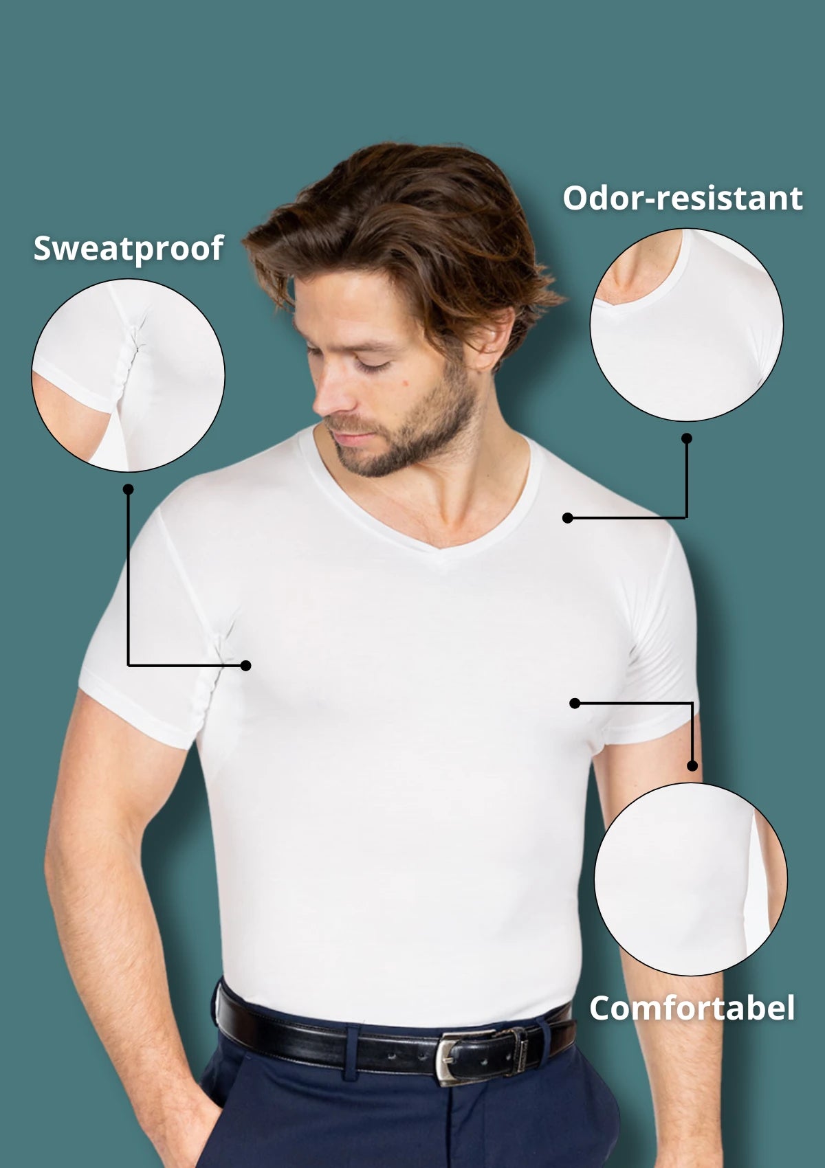 Premium anti-sweat undershirt - V-neck - white